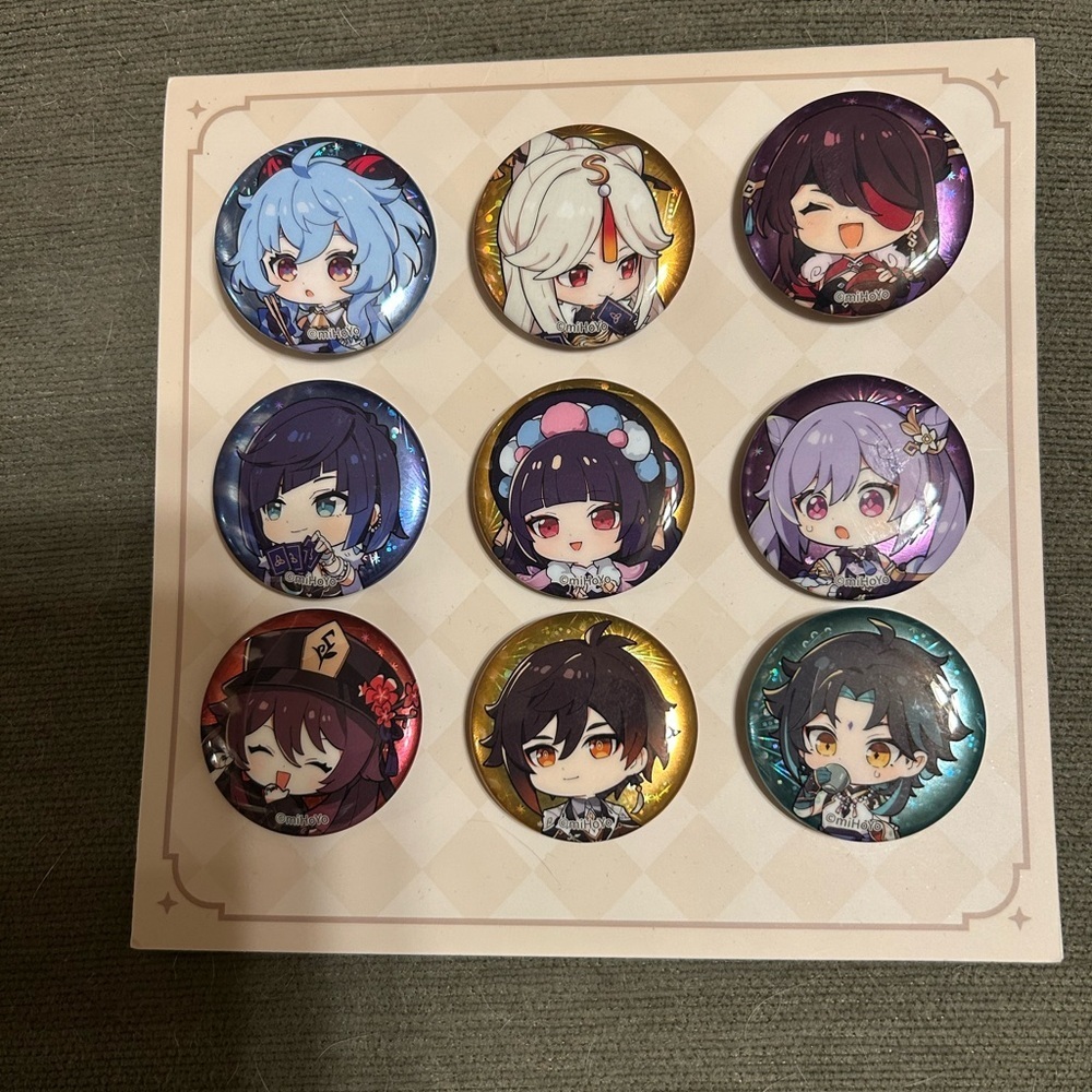 The Exquisite Night Chimes Series Chibi Character Mini Badge Tin Pin Set B New